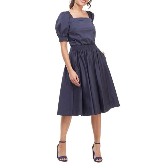 Gal Meets Glam Anastasia Navy Puff Sleeve Dress - Picture 1 of 7